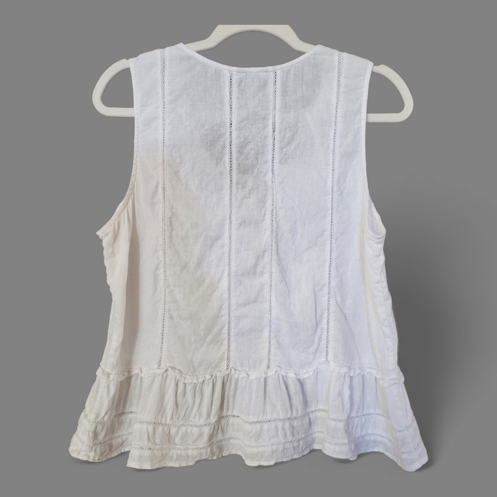 Rails Mira White Linen Blend Open-Embroidered Ruf… - image 7